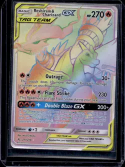 2019 Pokemon Sun & Moon Unbroken Bonds Reshiram Charizard Tag Team #217/214 - Image 1
