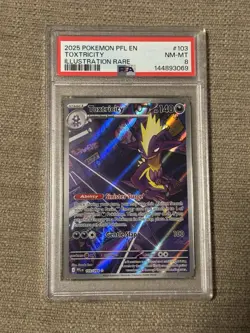 2025 Pokemon TCG Phantasmal Flames Toxtricity 103/094 IR Holo PSA 8 - Image 1
