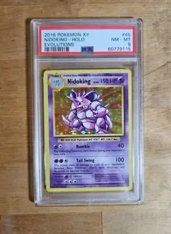 2016 Pokemon XY Evolutions Nidoking Reverse Holo #45 PSA 8 - Image 1