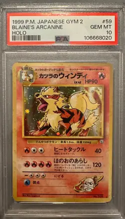 1999 Pokemon P.M. Japanese Gym 2 BLAINE'S ARCANINE Holo #59 PSA 10 GEM MINT Rare - Image 1