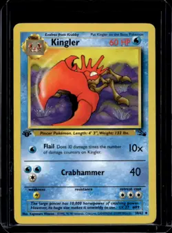 1999 Pokemon Fossil 1st Edition Kingler #38/62 - Image 1
