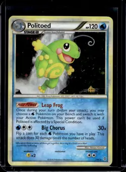 2010 Pokemon HeartGold & SoulSilver Unleashed Politoed Holo Rare #7/95 - Image 1