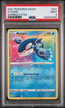 2021 POKEMON SWORD & SHIELD SHINING FATES #021 KYOGRE PSA 9 - Image 1