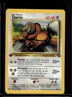 1999 Pokemon Jungle 1st Edition Tauros #47/64 - Image 1