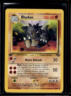 1999 Pokemon Jungle 1st Edition Rhydon #45/64 - Image 1