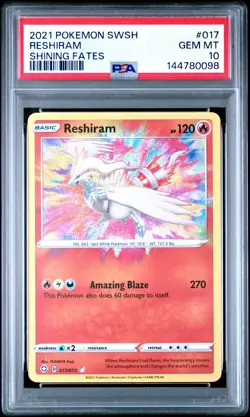 144780098 Reshiram 2021 Pokemon Sword & Shield Shining Fates #17 PSA 10 - Image 1
