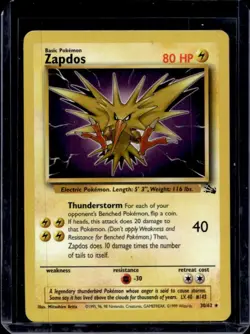 1999 Pokemon Fossil Zapdos #30/62 - Image 1