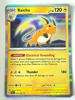 Raichu 019/091 Holo Rare Scarlet & Violet Paldean Fates Pack Fresh Near Mint NM - Image 1
