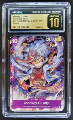 2024 ONE PIECE CCG MONKEY D. LUFFY PURPLE PROMO P-041 CGC 10 PRISTINE B PT - Image 1