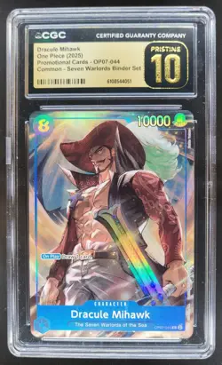 2025 ONE PIECE CCG DRACULE MIHAWK PROMO OP07-044 CGC 10 PRISTINE B PT - Image 1