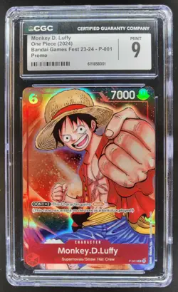 2024 ONE PIECE CCG MONKEY D. LUFFY BANDAI GAMES FEST P-001 CGC 9 B PT - Image 1