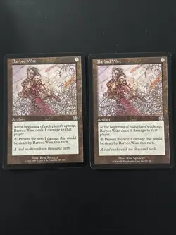 2x Barbed Wire Mercadian Masques Regular LP MTG Magic - Image 1