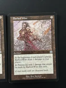 2x Barbed Wire Mercadian Masques Regular LP MTG Magic - Image 3
