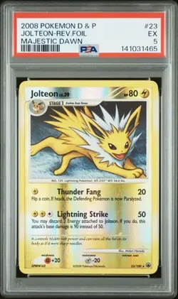 2008 POKEMON DIAMOND & PEARL MAJESTIC DAWN #23 JOLTEON-REV.FOIL PSA 5 - Image 1