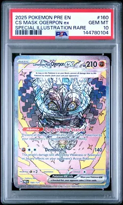0104 Cornerstone Mask Ogerpon ex 2025 Pokemon Prismatic Evolutions #160 PSA 10 - Image 1