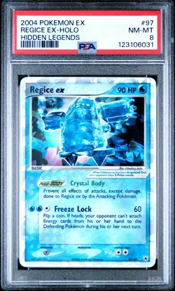 2004 POKEMON EX HIDDEN LEGENDS #97 REGICE EX-HOLO PSA 8 - Image 1