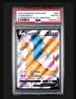 Pokemon Charizard v SWSH050 Full Art Holo Promo PSA 8 - Image 1