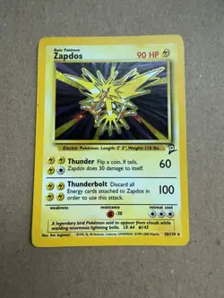 2000 Vintage Pokemon TCG Base Set 2 #20/130 Legendary Zapdos Holo LP Rare 🔥 - Image 1
