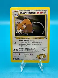 Pokemon TCG 1999-2000 Lt. Surge's Raticate 53/132 Gym Heroes Vintage Regular NM - Image 1
