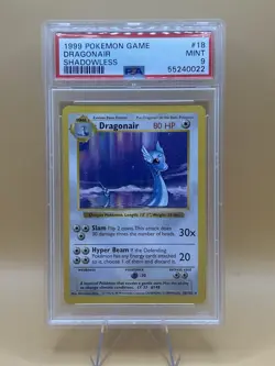 1999 Pokemon Base Set Shadowless Dragonair #18 PSA Mint 9 - Image 1