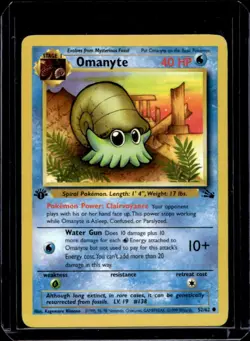 1999 Pokemon Fossil 1st Edition Omanyte #52/62 - Image 1