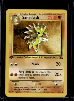 1999 Pokemon Fossil 1st Edition Sandslash #41/62 - Image 1