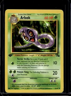 1999 Pokemon Fossil 1st Edition Arbok #31/62 - Image 1