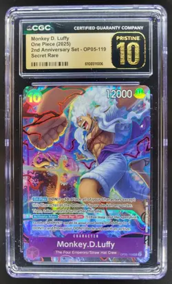 2025 ONE PIECE CCG MONKEY D. LUFFY SECRET RARE OP15-119 CGC 10 PRISTINE B PT - Image 1