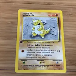 French Sandshrew Sabelette 62/102 Base Set 1st Edition Pokemon Card 1998 - Image 1