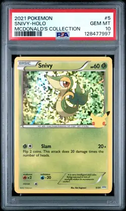 2021 POKEMON MCDONALD'S COLL #5 SNIVY-HOLO PSA 10 - Image 1