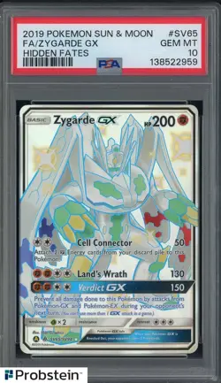 2019 Pokemon Sun & Moon Hidden Fates #SV65 FA Zygarde Gx PSA 10 GEM MINT - Image 1