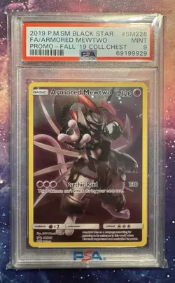 PSA 9 Armored Mewtwo 2019 Pokemon Black Star Promo SM228 Collectors Chest - Image 1