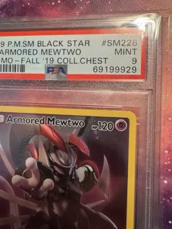PSA 9 Armored Mewtwo 2019 Pokemon Black Star Promo SM228 Collectors Chest - Image 2