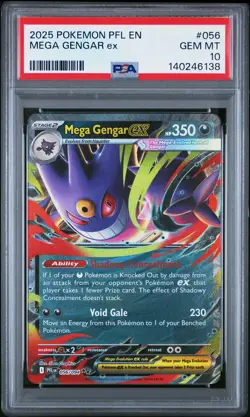 2025 POKEMON PFL EN-PHANTASMAL FLAMES #056 MEGA GENGAR EX PSA 10 - Image 1