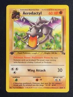 Pokemon Aerodactyl Fossil 1st Edition Non-Holo Rare Card 16/62 - Image 1