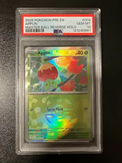 2025 POKEMON PRE EN-PRISMATIC EVOLUTIONS MASTER BALL REVERSE HOLO APPLIN PSA 10 - Image 1