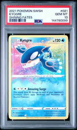 144780099 Kyogre 2021 Pokemon Sword & Shield Shining Fates #21 PSA 10 - Image 1