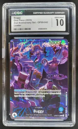 2025 ONE PIECE CCG BUGGY 2ND ANNIVERSARY LEADER OP09-042 CGC 10 A PT - Image 1
