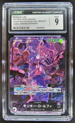 2025 ONE PIECE CCG JAPANESE MONKEY D. LUFFY LEADER ALT ART OP09-061 CGC 9 A PT - Image 1