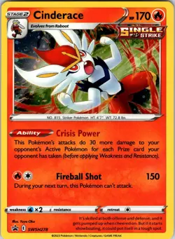 Cinderace - SWSH278 SWSH: Sword & Shield Promo Cards Pokemon TCG NM Holo - Image 1