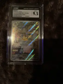 Graded CGC 9.5 Pikachu 2023 AR Art Rare Holo Card 173/165 151 Pokemon English - Image 1