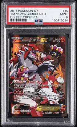 2015 POKEMON XY DOUBLE CRISIS #15 FULL ART/TEAM MAGMA'S GROUDON EX PSA 9 - Image 1