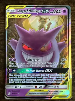 Pokemon TCG Gengar & Mimikyu GX Team Up Holo Ultra Rare - Image 1