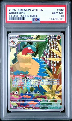 144780111 Archeops 2025 Pokemon White Flare #132 Illustration Rare PSA 10 - Image 1