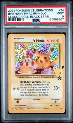 2021 POKEMON CELEBRATIONS CLASSIC COLL #24 BIRTHDAY PIKACHU-HOLO PSA 9 - Image 1