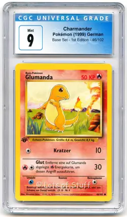 CGC 9 MINT German Charmander / Glumanda Base Set 1st Edition Pokemon 46/102 -18 - Image 1
