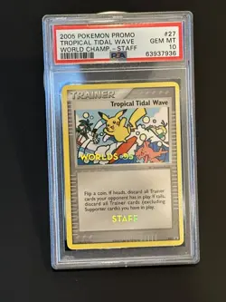 Pokemon 2005 Tropical Tidal Wave Stamped STAFF World Championships PSA 10 GEM MT - Image 1
