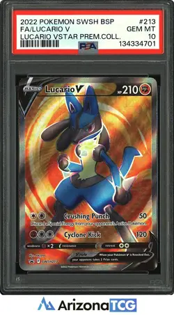 Pokemon 2022 Lucario V SWSH213 Full Art Black Star Promo GEM MINT PSA 10 - Image 1