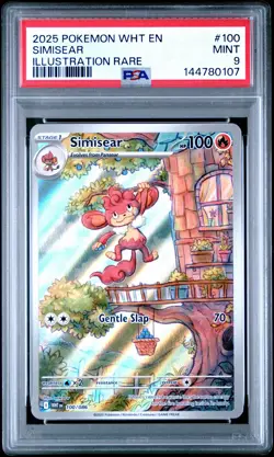 144780107 Simisear 2025 Pokemon White Flare #100 Illustration Rare PSA 9 - Image 1