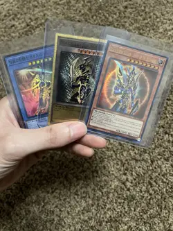 Yugioh 3 Card Lot Black Luster Soldier IOC 25th/ Custom Gold/Ocg Black Luster. - Image 1